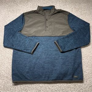 Men’s G.H. Bass & Co. Mixed Media Blue and Tan Quarter Snap Pullover‎ Size XL